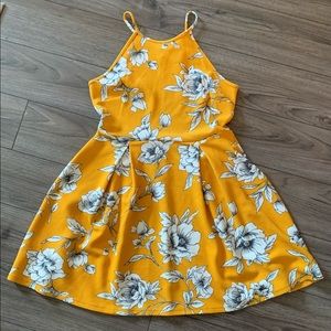 2 for $25!!! Yellow Dress with Black and White Floral Pattern- Juniors Large